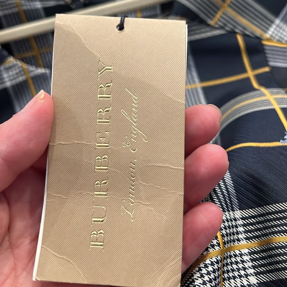 Navy Check Burberry Pleated Dress NWT Size 2 - Picture 10 of 11